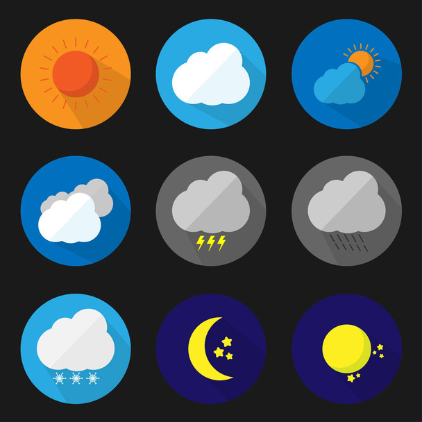 set flat icon weather with vector symbol design - Vector, Image