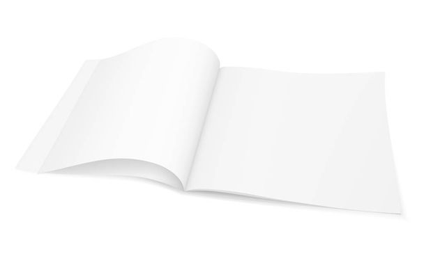 Image vectorielle réaliste (mise en page, maquette) d'une brochure ouverte (livret, magazine), avec pages blanches, vue en perspective. L'image est créée à l'aide d'un maillage dégradé. EPS vectoriel 10
. - Vecteur, image