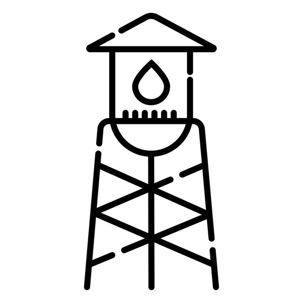 Industrial construction with water tank icon - Vector, Image