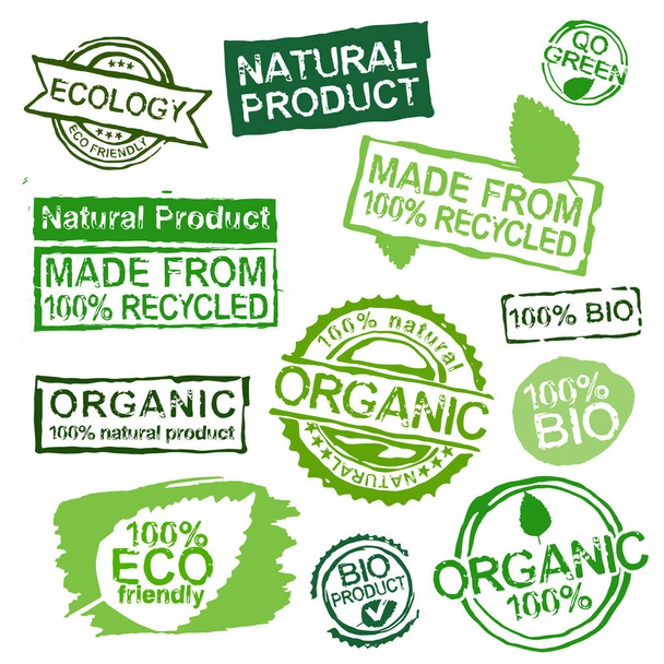 Ecology stamps set - Vector, Image