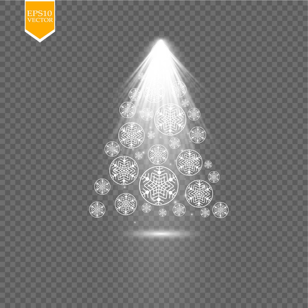 Christmas tree of snowflakes on transparent backgraund. Vector EPS 10 - Wektor, obraz