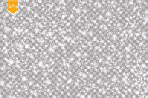 Efecto de caída vectorial de nieve aislado sobre fondo transparente con bokeh borroso. EPS 10. - Vector, Imagen