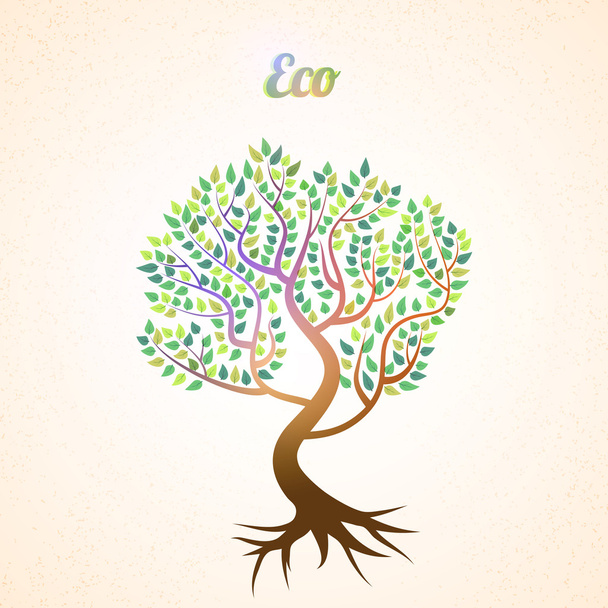 vector abstract tree with green leaves - Vector, Image