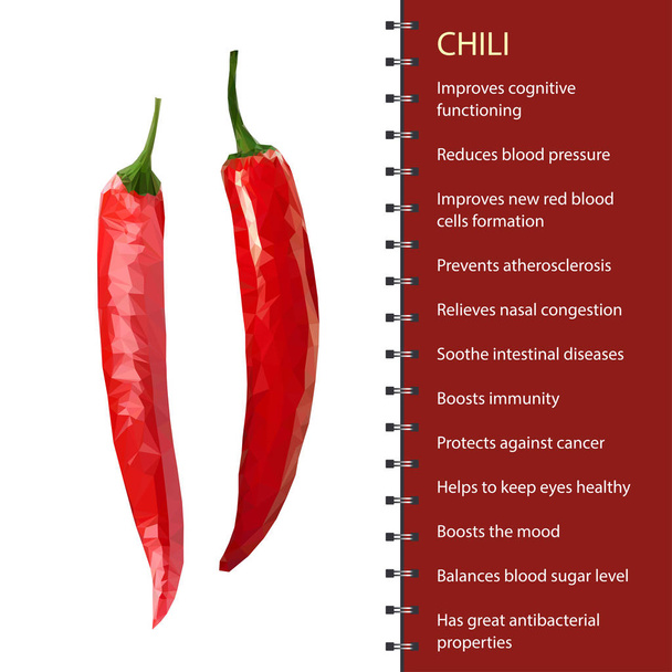 Red hot chili pepper pod realistic image vector illustration - Vector, Image