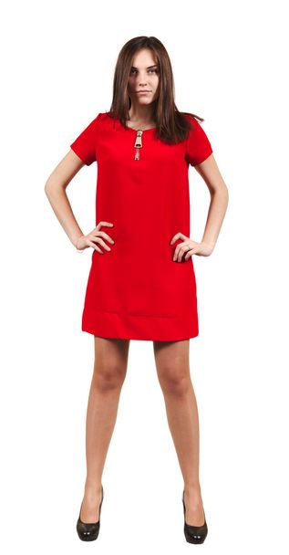 atrakcyjna młoda kobieta w czerwonej sukience - Zdjęcie, obraz