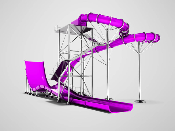 Modern purple water attraction on the beach isolated 3d render on gray background with shadow - Photo, Image