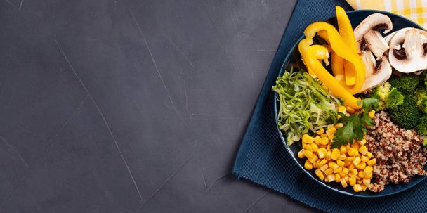 Λαχανικά χορτοφάγος Βούδας μπολ. Έννοια της υγιεινής διατροφής. Το Top view - Φωτογραφία, εικόνα