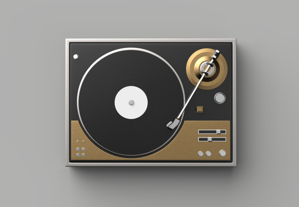 レトロなレコード - 灰色 background.3d 図に分離されたビニール プレーヤー - 写真・画像
