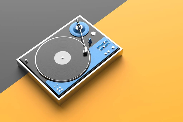 Retro record - hráč vinyl izolované na barevný background.3d obrázek - Fotografie, Obrázek