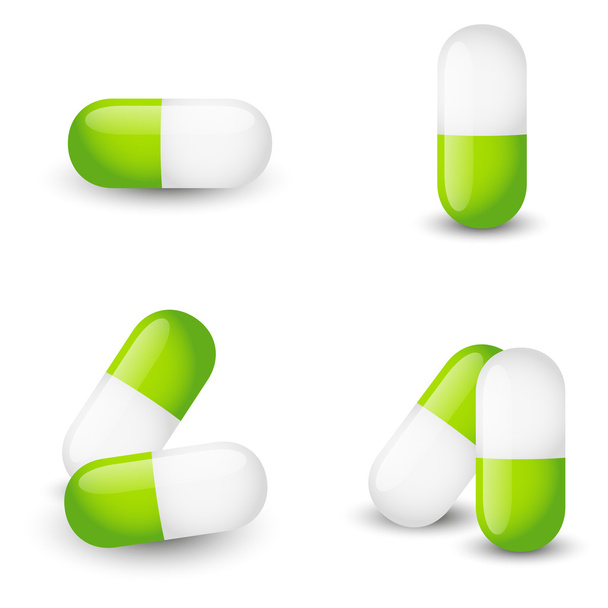 Set of green pill icons - Vector, Image