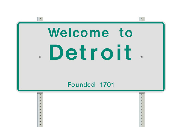 Welcome to Detroit entrance road sign - Vector, Image
