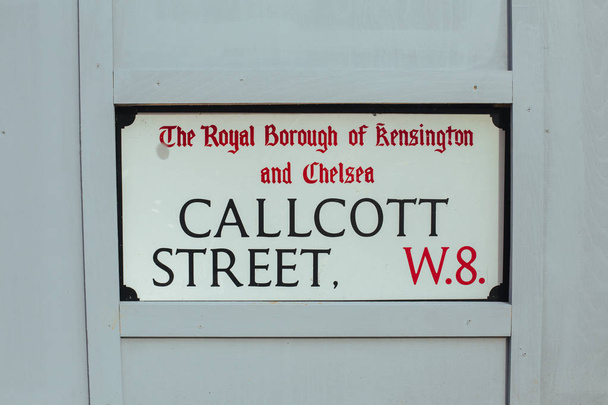 カルコット通り、ケンジントンとチェルシー、ロンドン、英国の王立特別区の標識 - 写真・画像