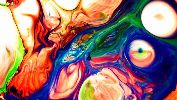 Abstract Beauty of Art Ink Paint Explode Colorful Fantasy Spread. The Mixture of Food Ink on Milk and Soup did those amazing shapes. Nature is doing so no model release needed. - Photo, Image
