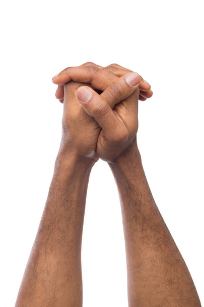Fekete férfi imádkozó kezek gesztus - Fotó, kép