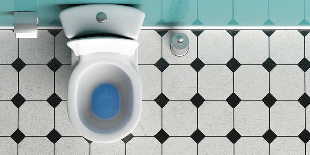 Λευκή τουαλέτα μπολ κάτοψη, αντίγραφο χώρου. 3D απεικόνιση - Φωτογραφία, εικόνα