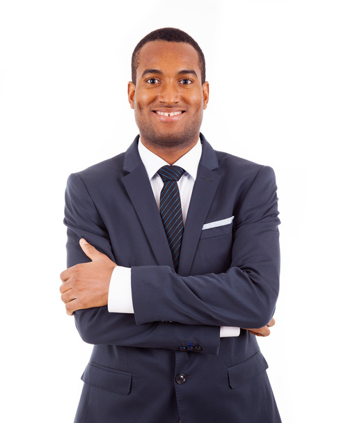 Portret van een man gelukkig jonge Afrikaanse Amerikaanse bedrijfsleven isoleren - Foto, afbeelding