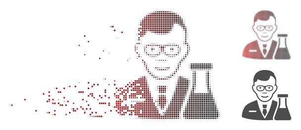 Verdwijnende Pixel Halftone scheikundige pictogram - Vector, afbeelding