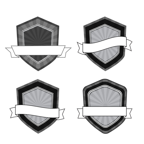 Vector retro black and white shields - Vector, afbeelding