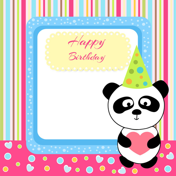Vektor süßer Panda mit Geburtstagskarte - Vektor, Bild