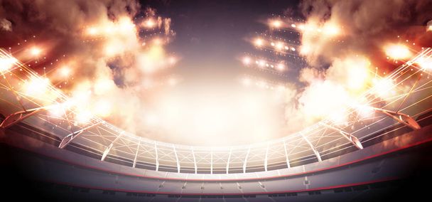 das Stadion, das imaginäre Fußballstadion wird modelliert und wiedergegeben. - Foto, Bild