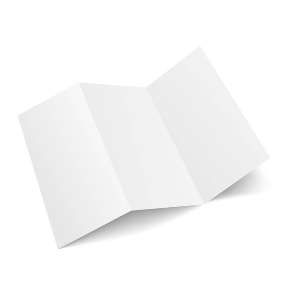 Folleto de papel plegado en blanco de tres pliegues, volante, hoja ancha. Ilustración vectorial
 - Vector, Imagen