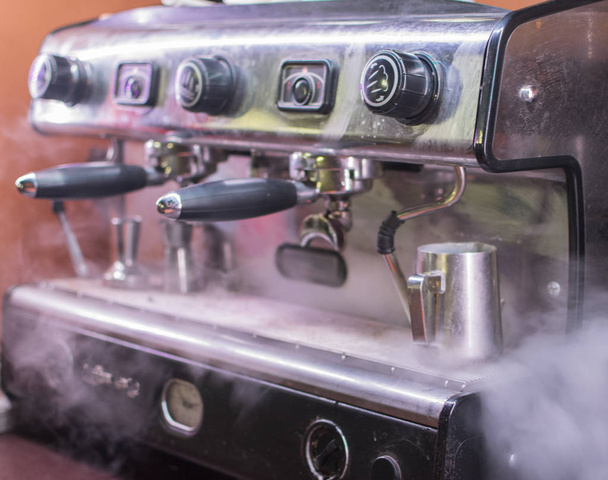 street coffee maker winter steam - Foto, Imagen