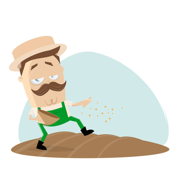 clipart of a gardener at the sowing - Vector, Image