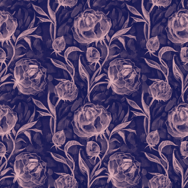 Rosen. handgezeichnetes Aquarell florales Muster. - Foto, Bild
