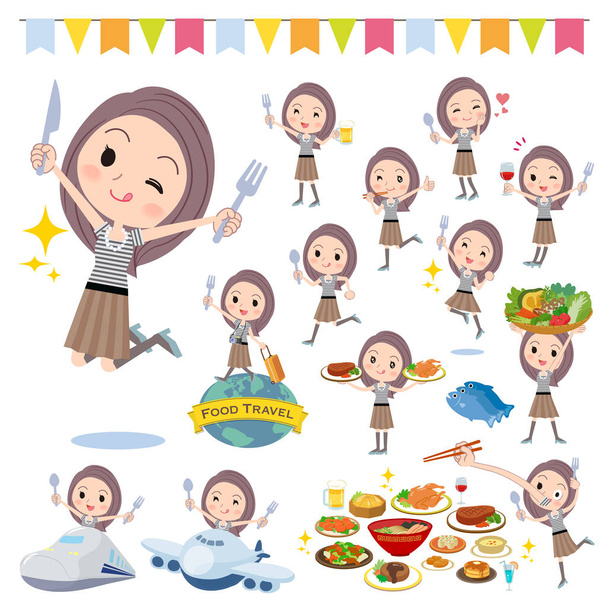 A set of women on food events - Vector, Image