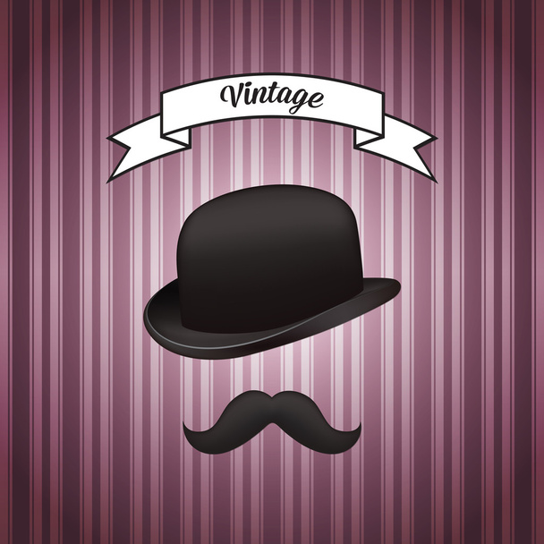 Hat and mustache, vector design - Vector, Image
