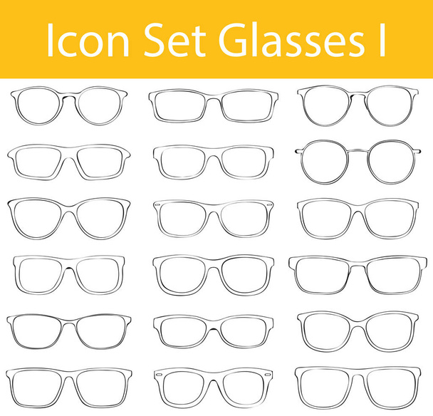 Dibujado Doodle Lined Icon Set Glasses I con 18 iconos para uso creativo en diseño gráfico
 - Vector, Imagen