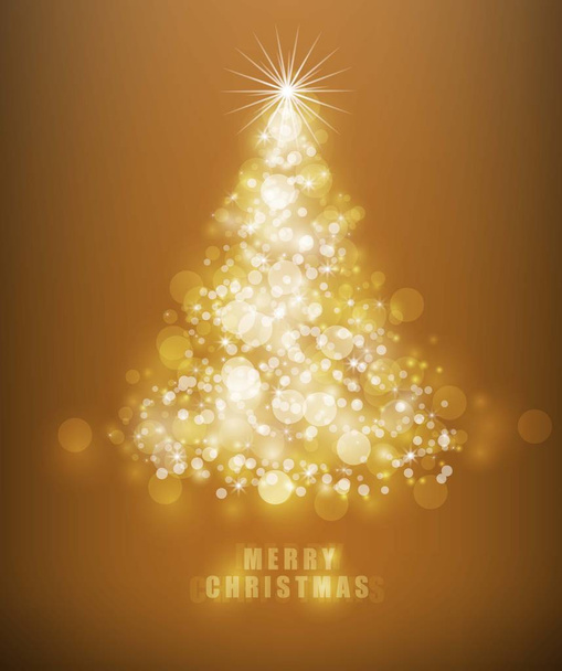 Різдвяна листівка з магії дерево Золотий колір тла. Векторні ілюстрації - Вектор, зображення