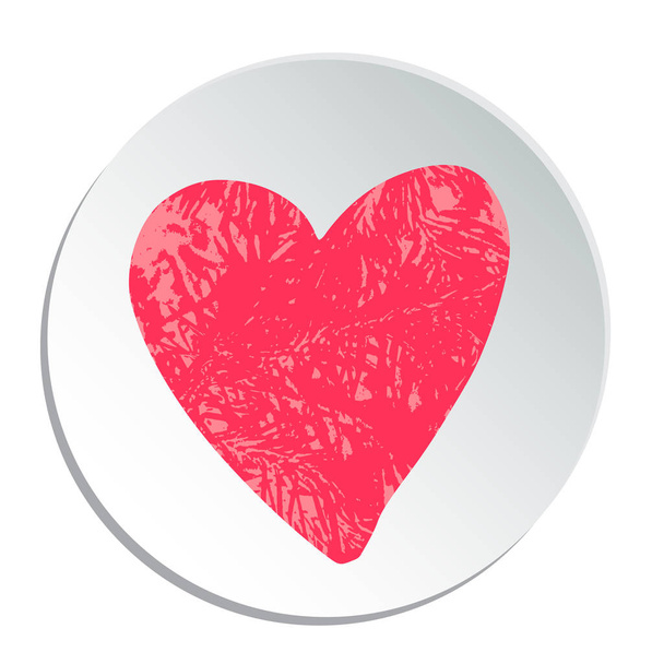 Moldura de círculo com coração de Valentines grunge isolado no fundo branco. Elemento de design para botões web ou cartões de saudação. Ilustração romântica
. - Vetor, Imagem