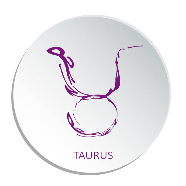Circle frame with zodiac sign Taurus isolated on white background. Design element for web sites or greeting cards. - Vektör, Görsel