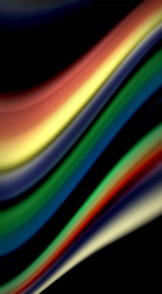 Рідкі кольори веселки на чорному тлі, векторні хвильові лінії та завитки
 - Вектор, зображення