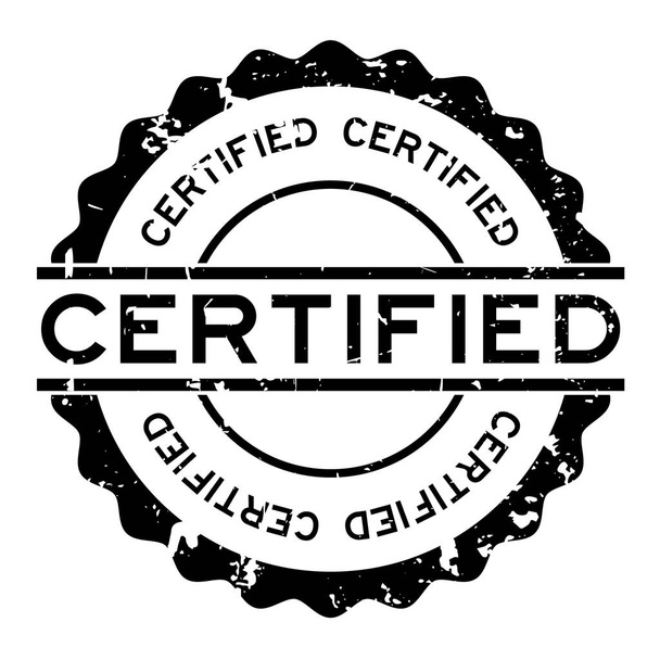 Grunge černé certifikované slovo gumové razítko na bílém pozadí - Vektor, obrázek