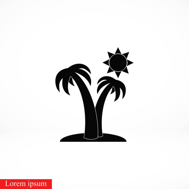 Palmeiras e ícone do sol, design plano melhor ícone vetorial
 - Vetor, Imagem