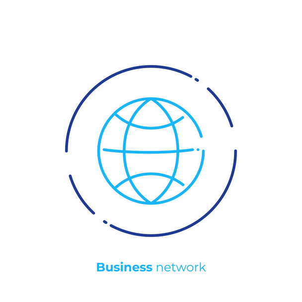 Üzleti hálózat line art ikon, digitális világ vektor art, szerkezeti ábra online közösség - Vektor, kép