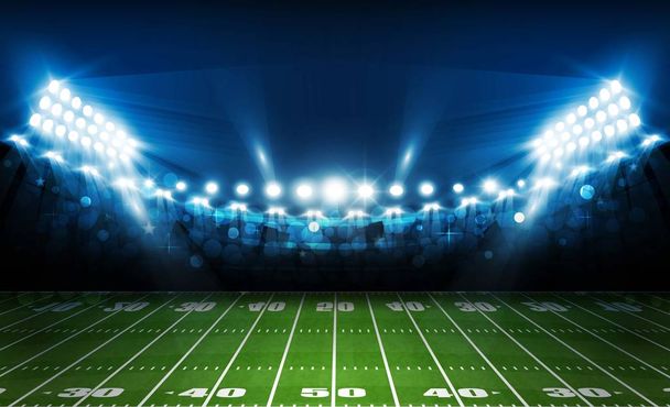 Amerikkalainen jalkapallokentän valoisa stadion valot suunnittelu. Vektorin valaistus
 - Vektori, kuva