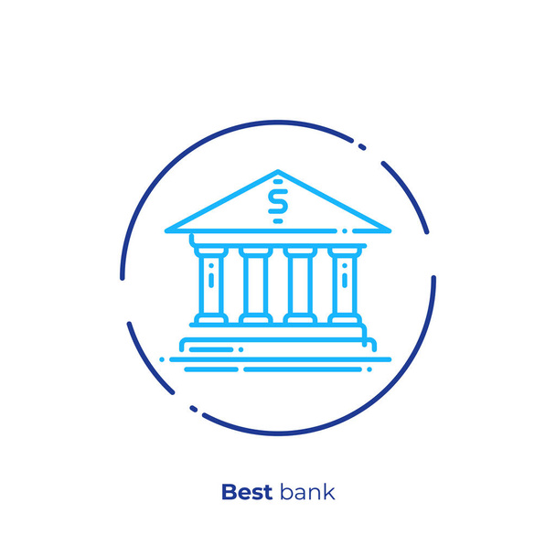 Bank line művészet ikon, digitális pénzügyek vektor art, szerkezeti online bróker illusztráció - Vektor, kép