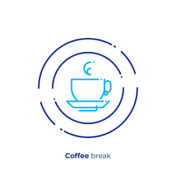 Icône d'art de ligne de temps de thé, art vecteur de frein à café, contour prendre une illustration de repos
 - Vecteur, image