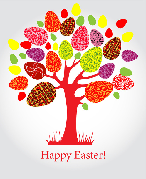 vector easter tree with eggs - Vector, Image