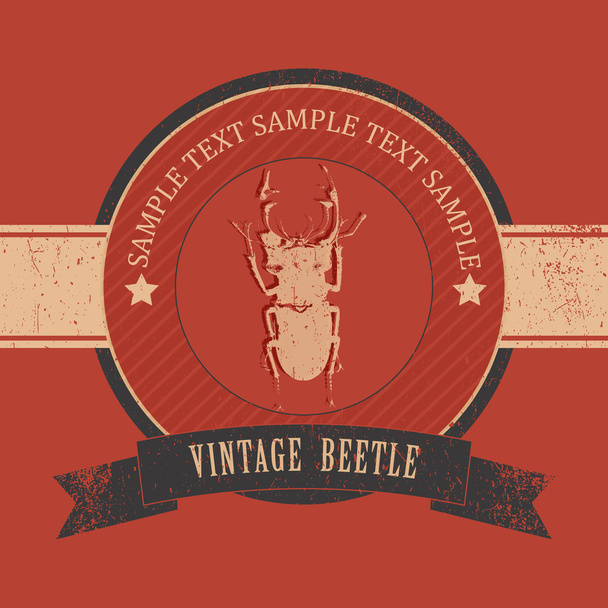 card with vintage bug - Vector, Image