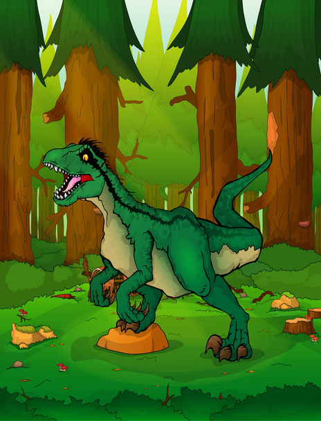 Raptor, a háttérben az erdő - Vektor, kép
