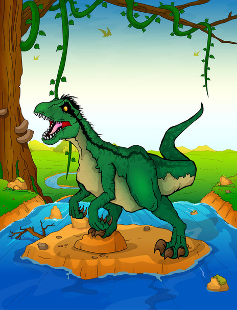 Raptor no fundo do rio
  - Vetor, Imagem