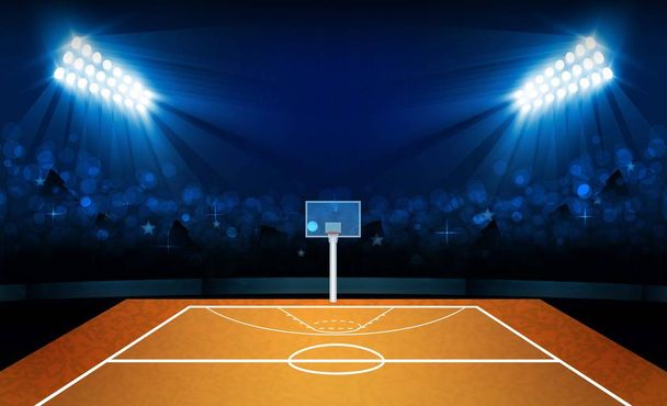 Campo da basket arena con design luci dello stadio luminoso. Illuminazione vettoriale
 - Vettoriali, immagini