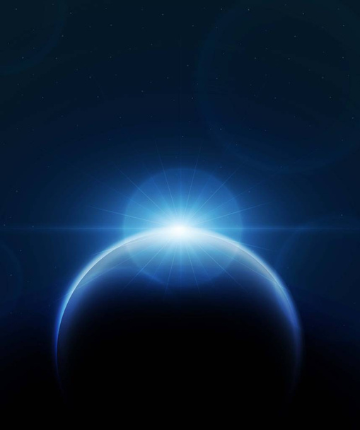 Planeta Tierra con salida del sol. ilustración vectorial
 - Vector, imagen