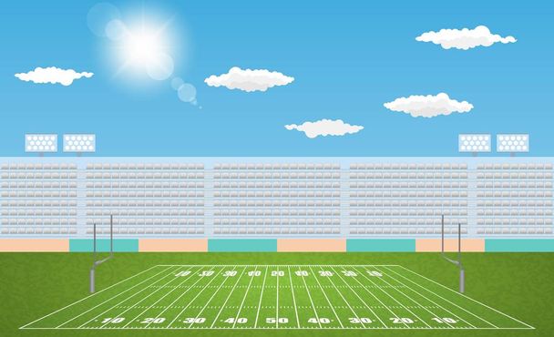 American Football Arena Feld mit Tagesdesign. Vektorbeleuchtung - Vektor, Bild
