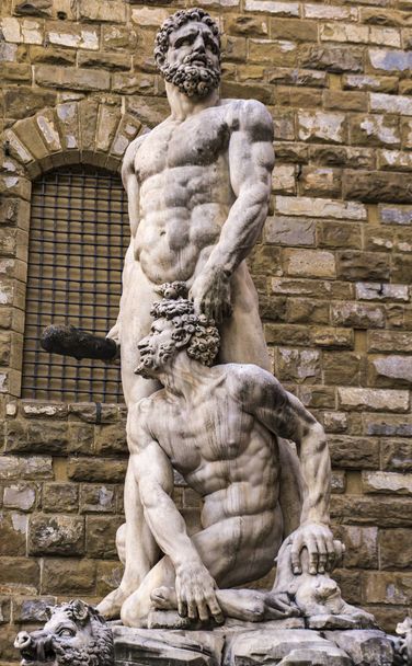 Άγαλμα του Ηρακλή και Κάκος γίνεται από Bandinelli στο 1534 στο Piazza del Signoria, Φλωρεντία - Φωτογραφία, εικόνα