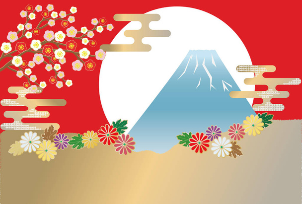 japanischer Stil Bild von mt. Fuji und Chrysanthemen und Japanisch - Vektor, Bild